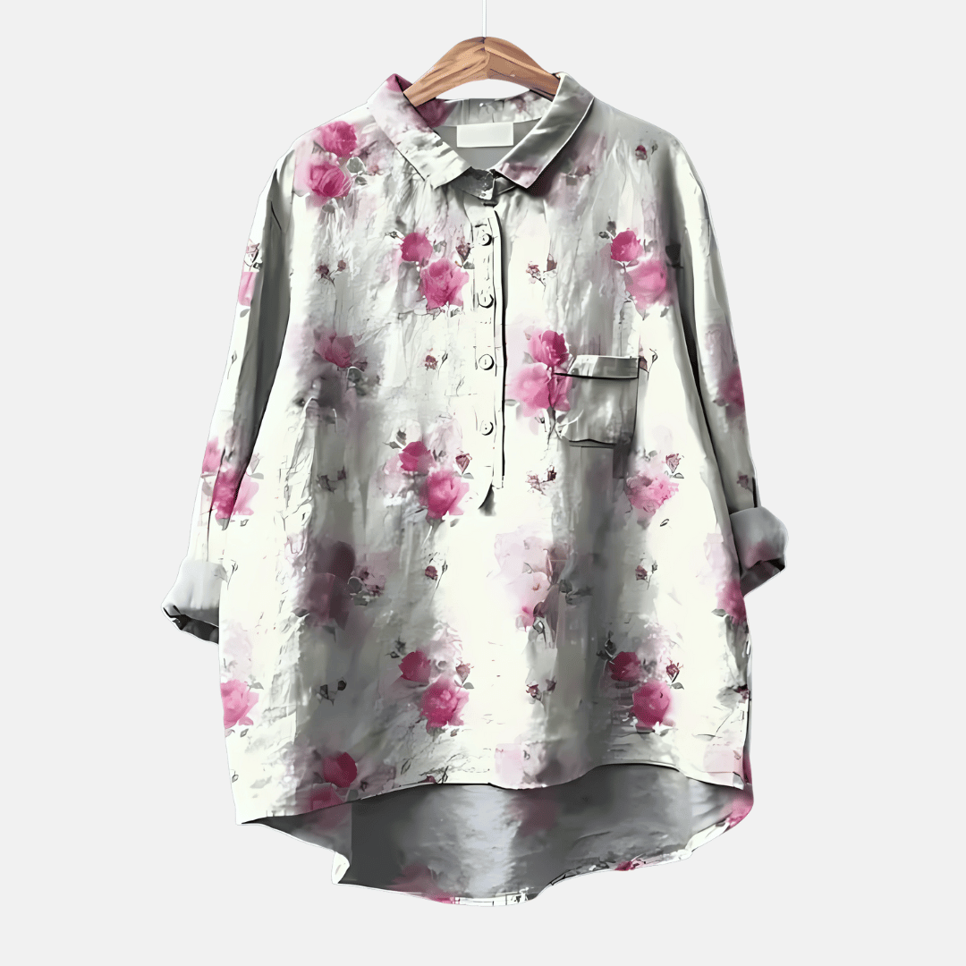 Women’s Floral Longline Button Front Loose Blouse