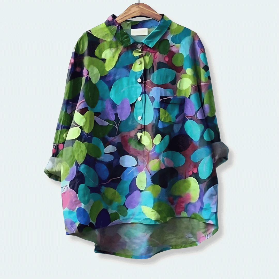 Women’s Floral Longline Button Front Loose Blouse