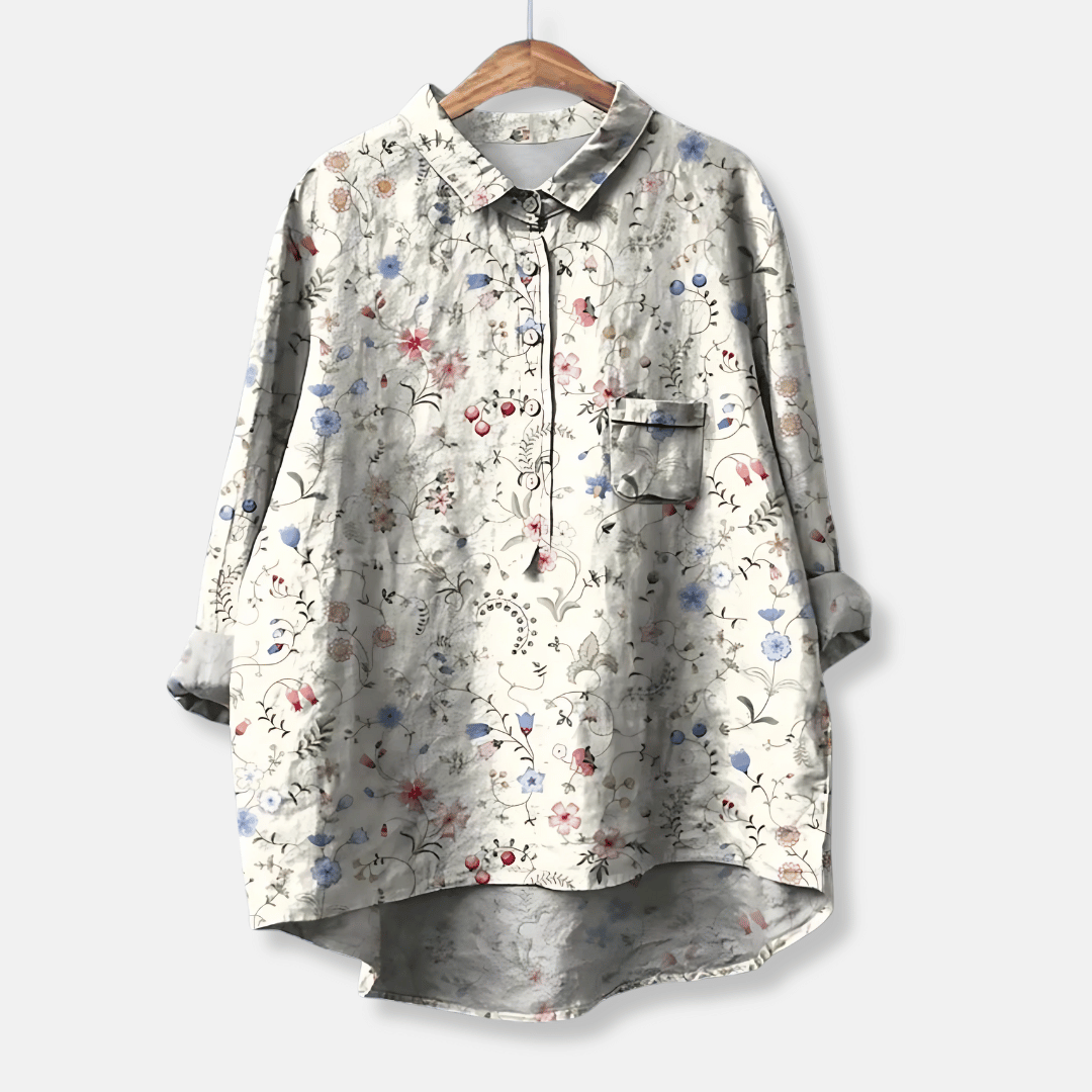 Women’s Floral Longline Button Front Loose Blouse