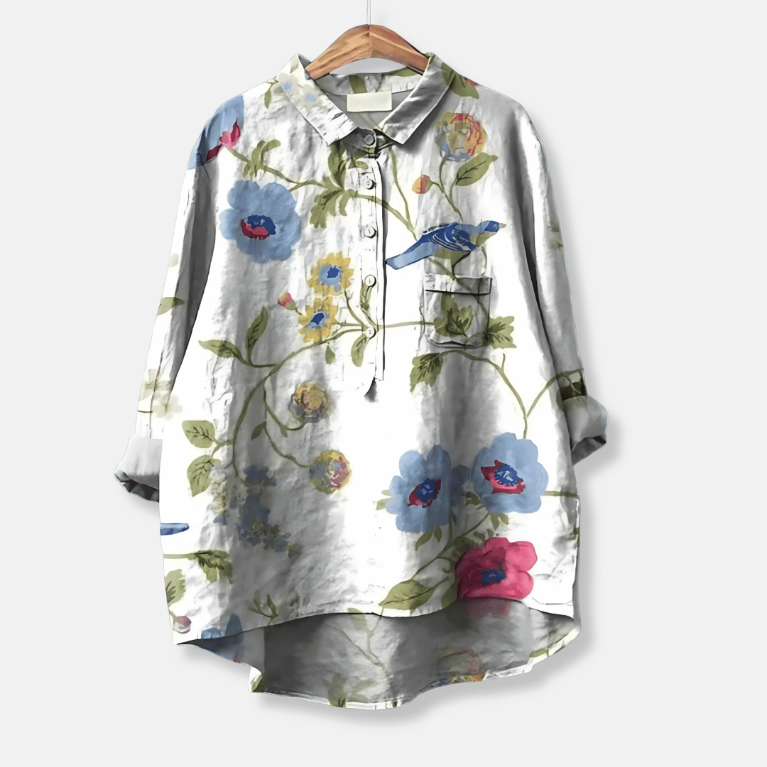 Women’s Floral Longline Button Front Loose Blouse