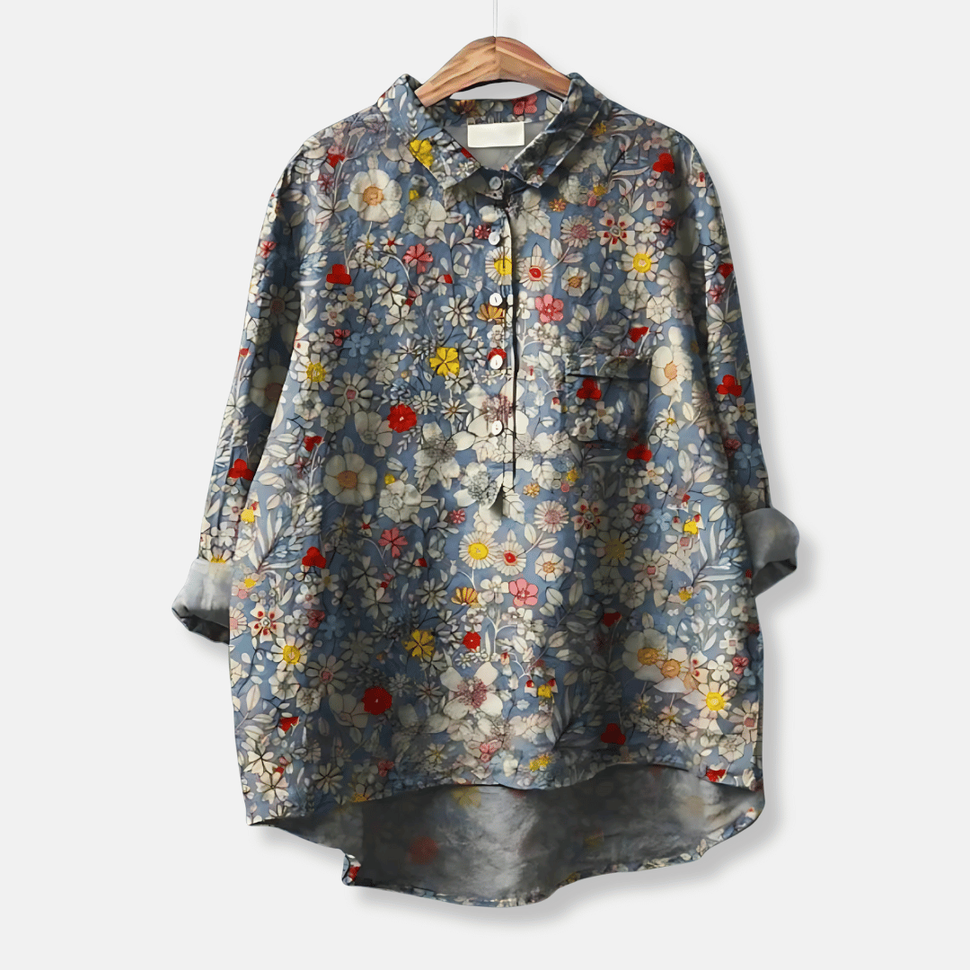 Women’s Floral Longline Button Front Loose Blouse