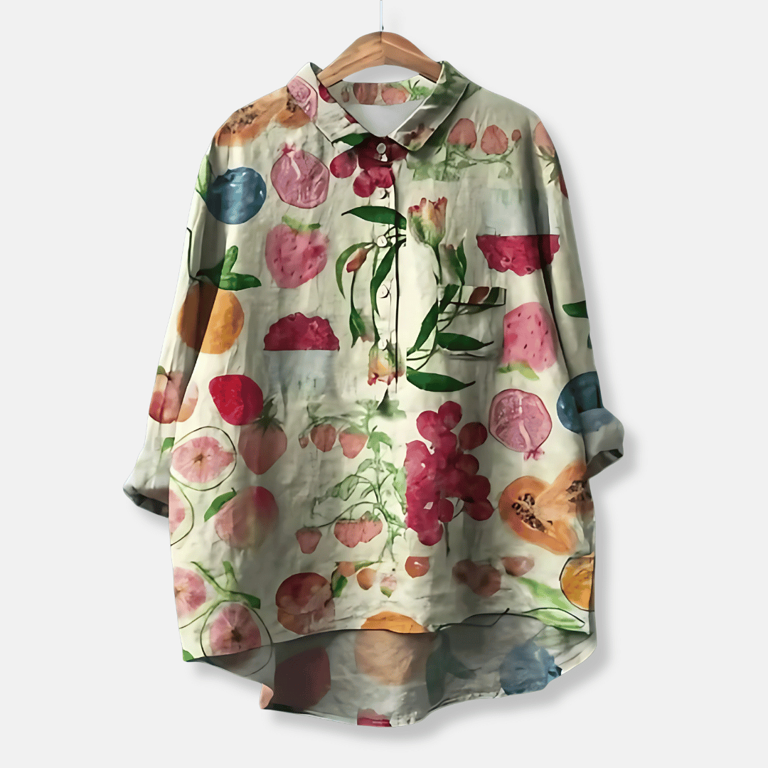 Women’s Floral Longline Button Front Loose Blouse