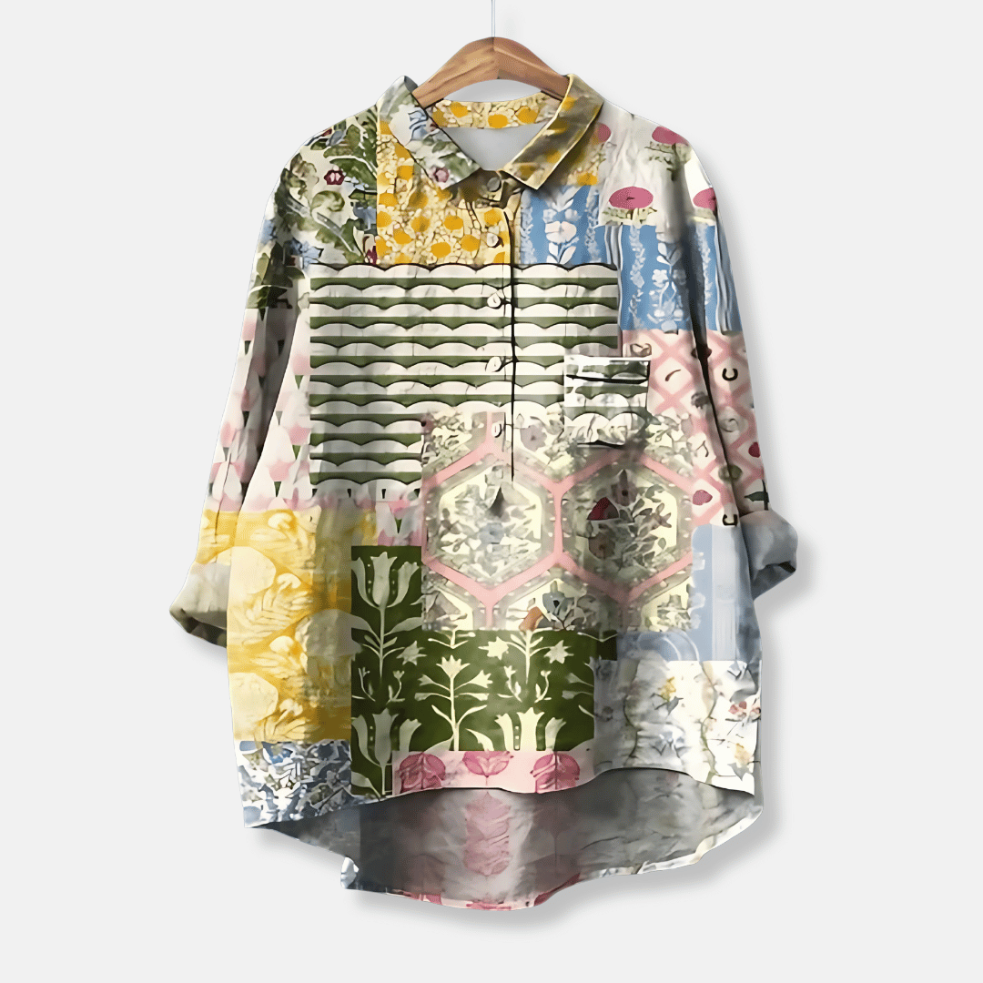 Women’s Floral Longline Button Front Loose Blouse