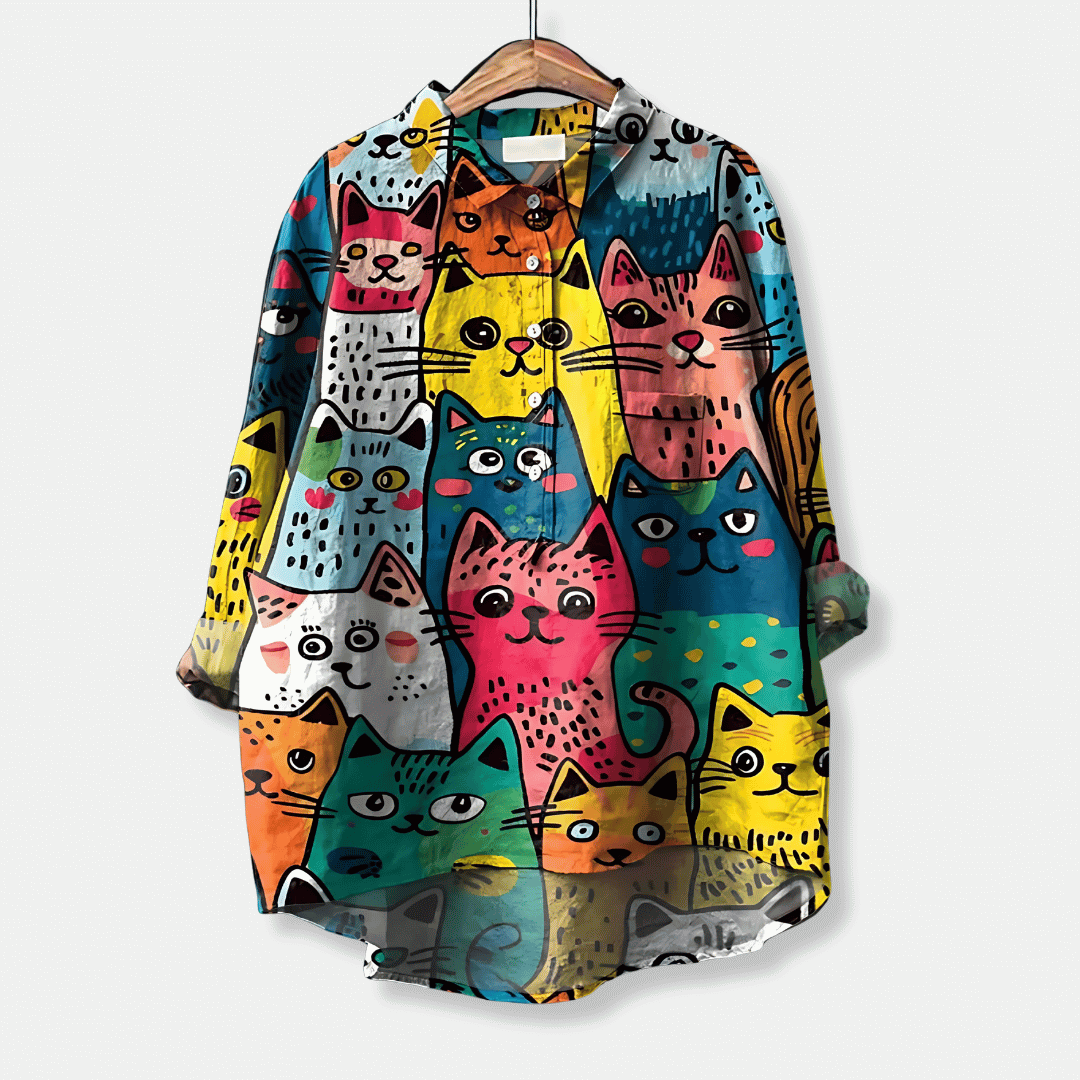 Women’s Floral Longline Button Front Loose Blouse