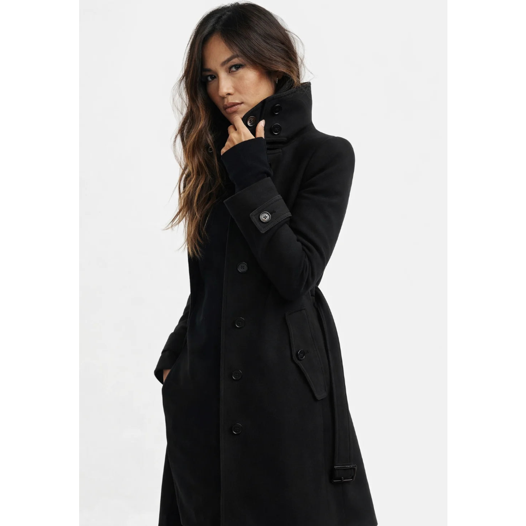 Women’s Quilted Trench Coat with Adjustable Waist