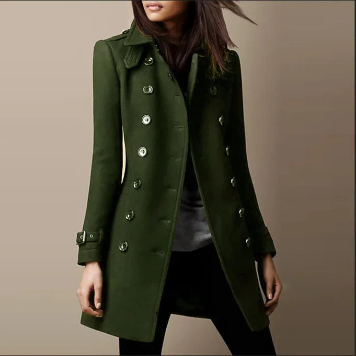 Women’s Double Breasted Trench Coat with Mid-Length Tailored Fit