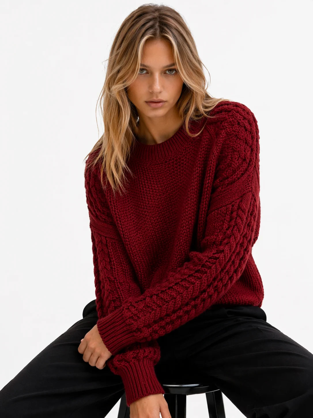Women’s Warm Knit Sweater – Relaxed Casual Layer
