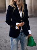 Elegant Les Odettes Carole™ velvet blazer with tailored fit and chic lapel, showcased on a hanger.