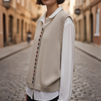 Women's Knitted Vest Acrylic Wool Colored Buttons