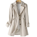 Women’s Water-Resistant Mid-Length Trench Coat with Adjustable Belt