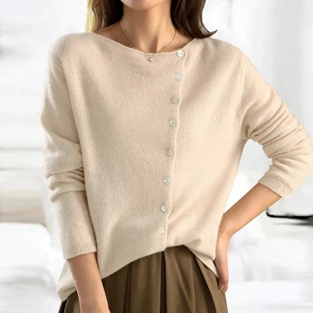 Women’s Wool-Like Side Closure Cardigan – Elegant Layer