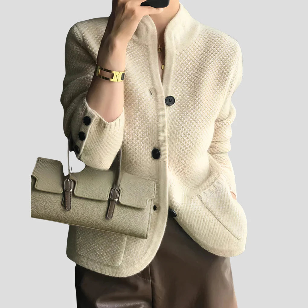 Women’s Cashmere Blend Button Cardigan – Slim Knit Layer