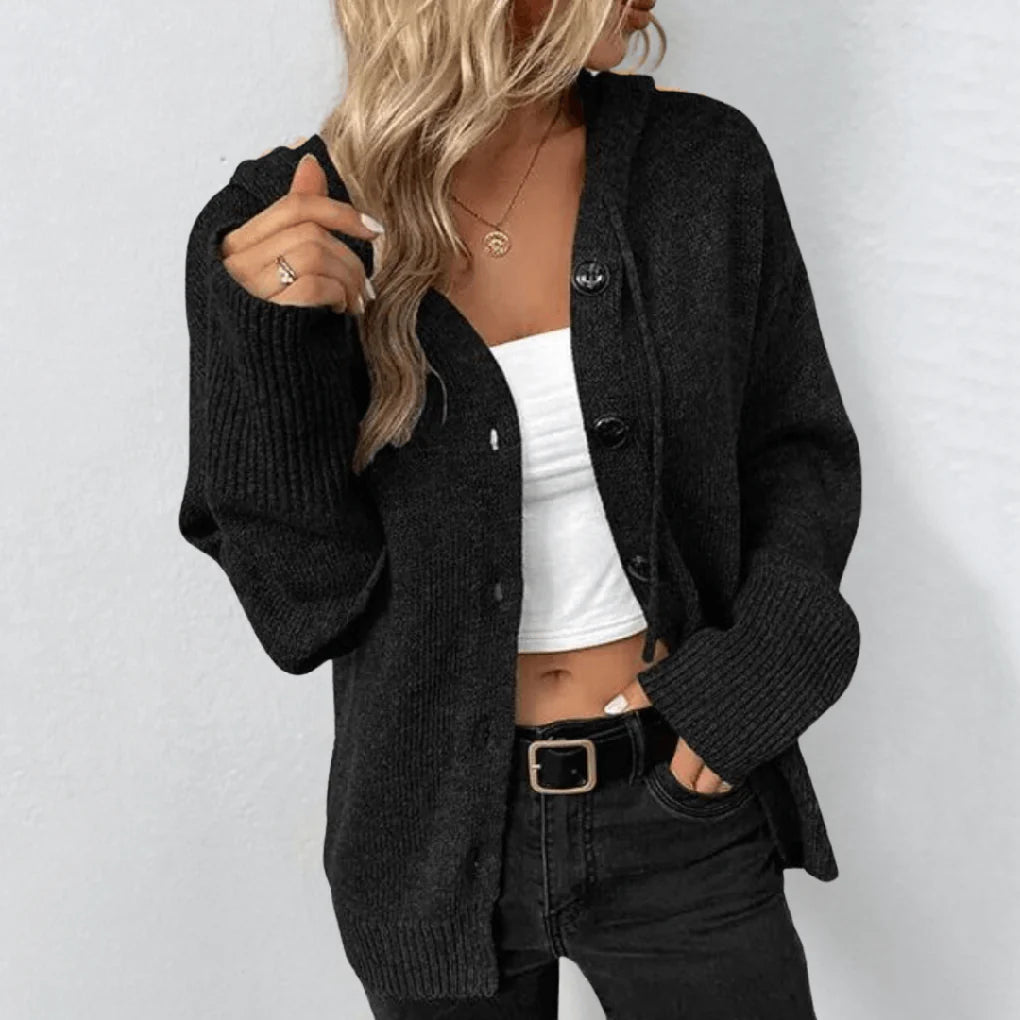Women’s Knit Cardigan with Quilted Panels – Button Front
