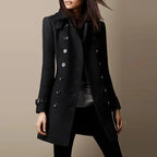 Women’s Double Breasted Trench Coat with Mid-Length Tailored Fit