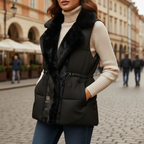 Women's Padded Gilet with Faux Fur Collar