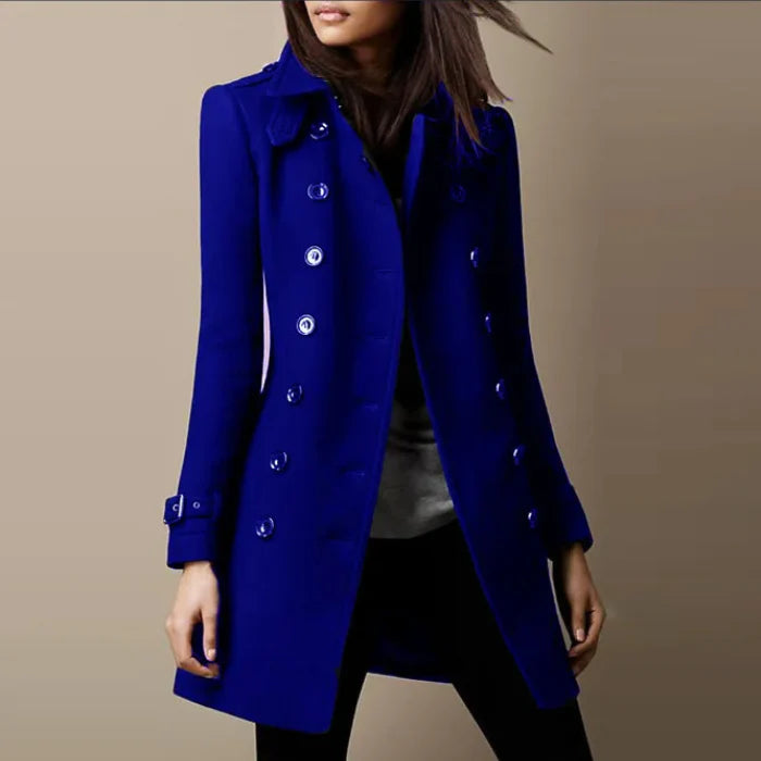 Women’s Double Breasted Trench Coat with Mid-Length Tailored Fit
