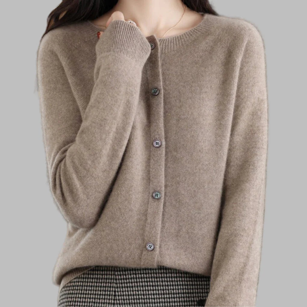 Women’s O-Neck Knit Cardigan – Lightweight Warm Layer