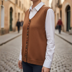 Women's Knitted Vest Acrylic Wool Colored Buttons
