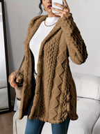 Les Odettes Adriana™ plush hooded cardigan with cozy fabric, front pockets, and a relaxed fit, perfect for casual comfort.