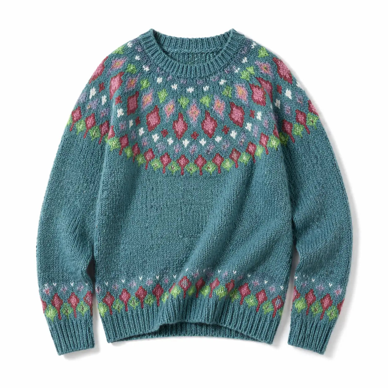 Women’s Printed Wool-Like Sweater – Relaxed Seasonal Pullover