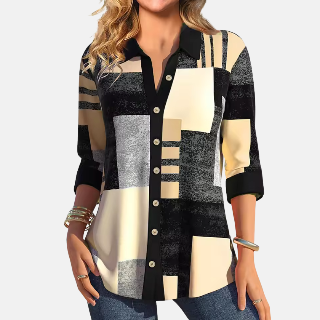 Women’s Check Pattern Lightweight Relaxed Fit Blouse Top