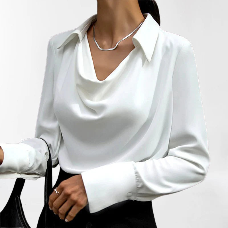 Women’s Silk V-Neck Lightweight Long Sleeve Blouse