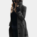 Women’s Quilted Trench Coat with Adjustable Waist
