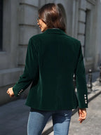 Elegant velvet blazer from Les Odettes' Carole™ collection, shown in deep rich color with tailored fit and classic lapel design.