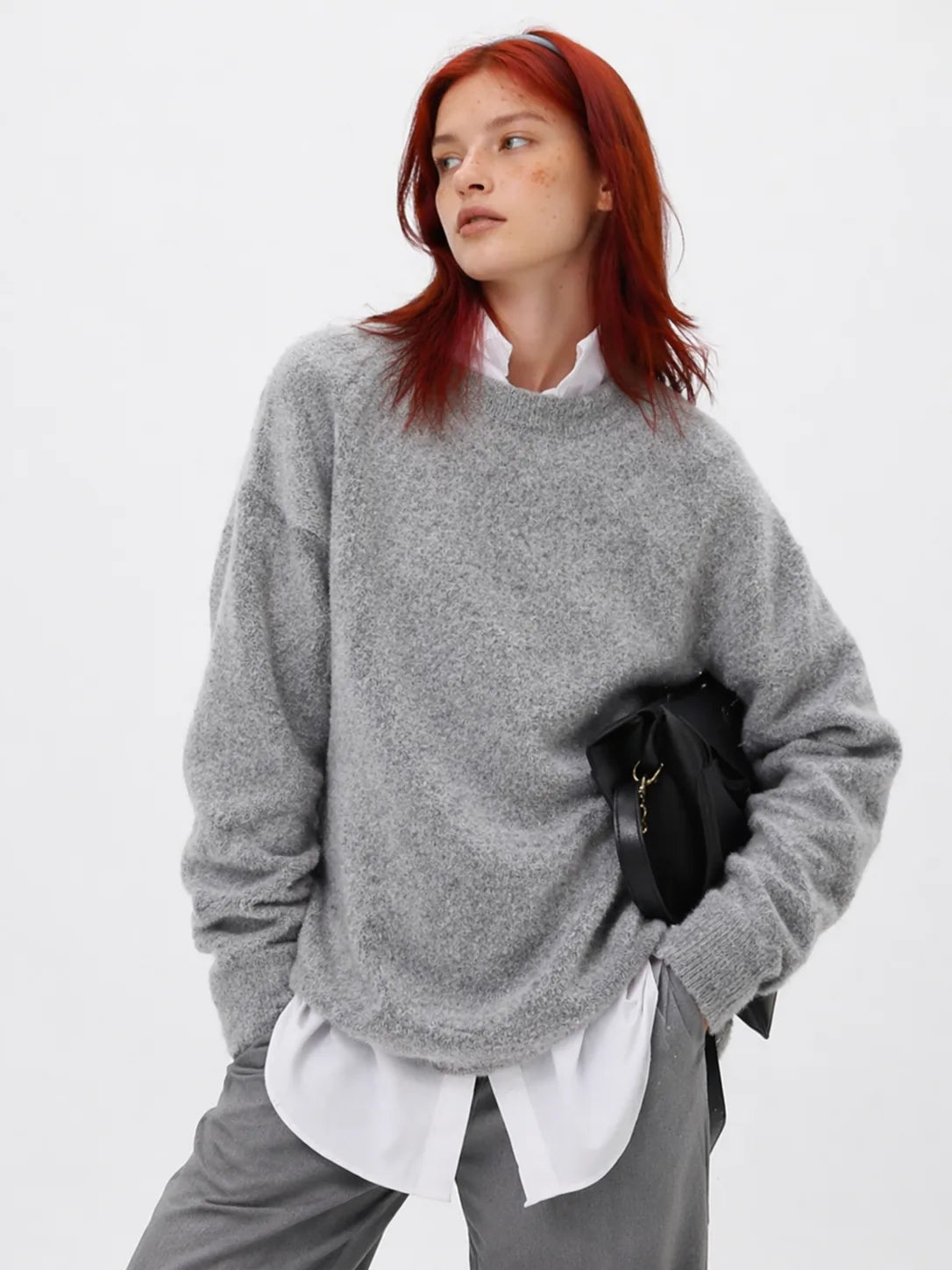 Women’s Wool-Like Crew Neck Sweater – Neutral Everyday Knit