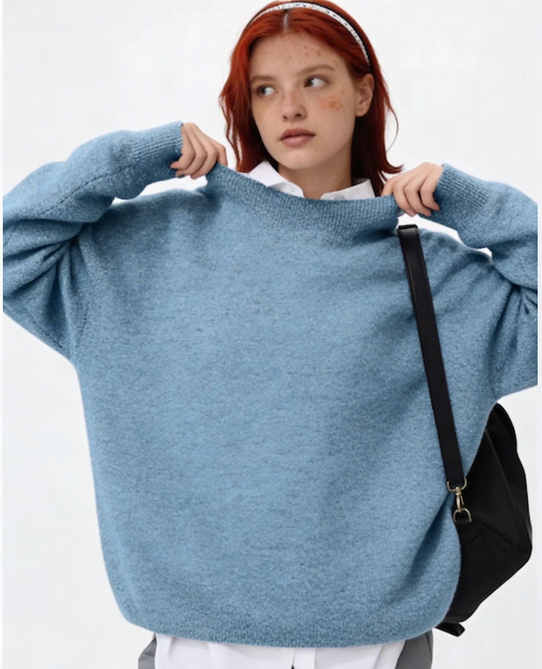 Women’s Wool-Like Crew Neck Sweater – Neutral Everyday Knit