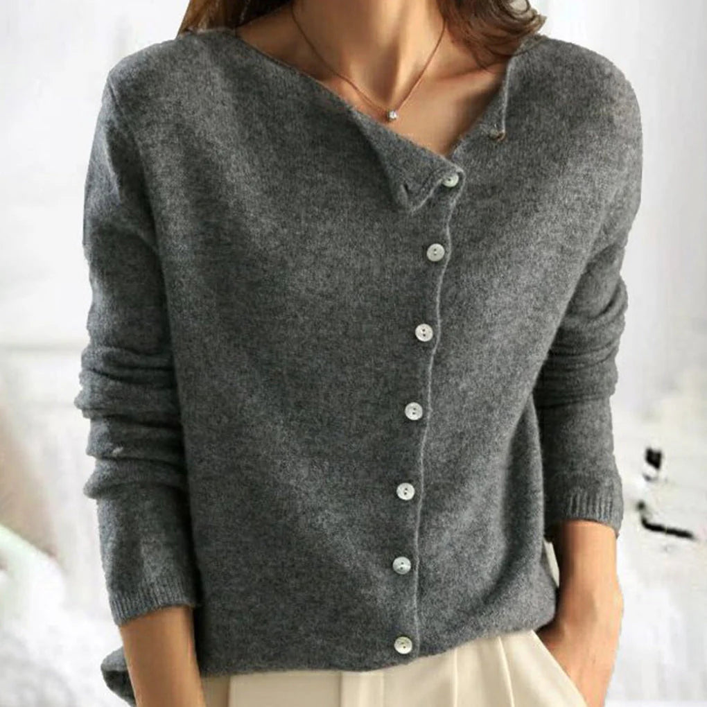 Women’s Wool-Like Side Closure Cardigan – Elegant Layer