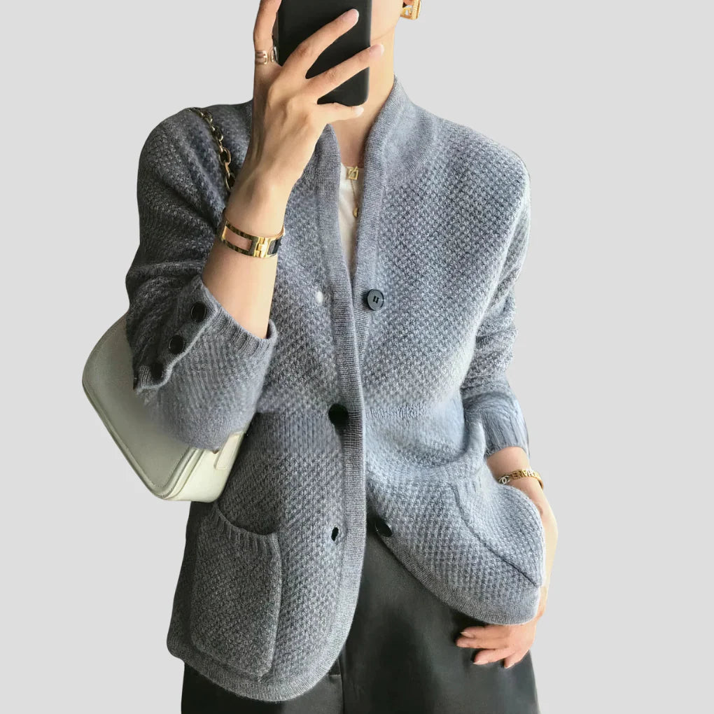 Women’s Cashmere Blend Button Cardigan – Slim Knit Layer