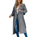 Women’s Long Water-Repellent Trench Coat with Classic Button Closure