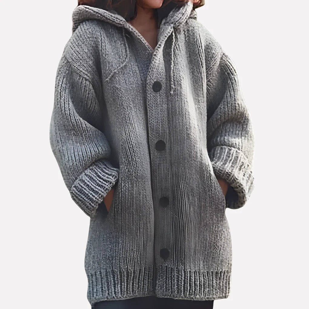 Women’s Long Hooded Open Cardigan – Extended Knit Layer