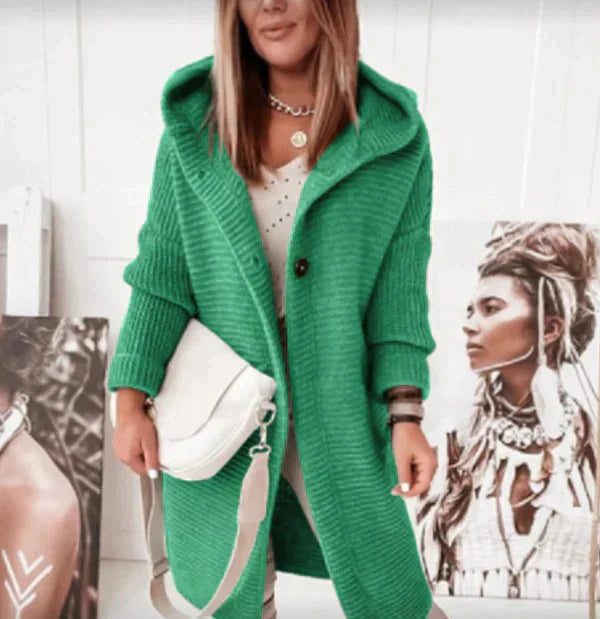Women’s Hooded Longline Knit Cardigan – Cozy Layered Fit