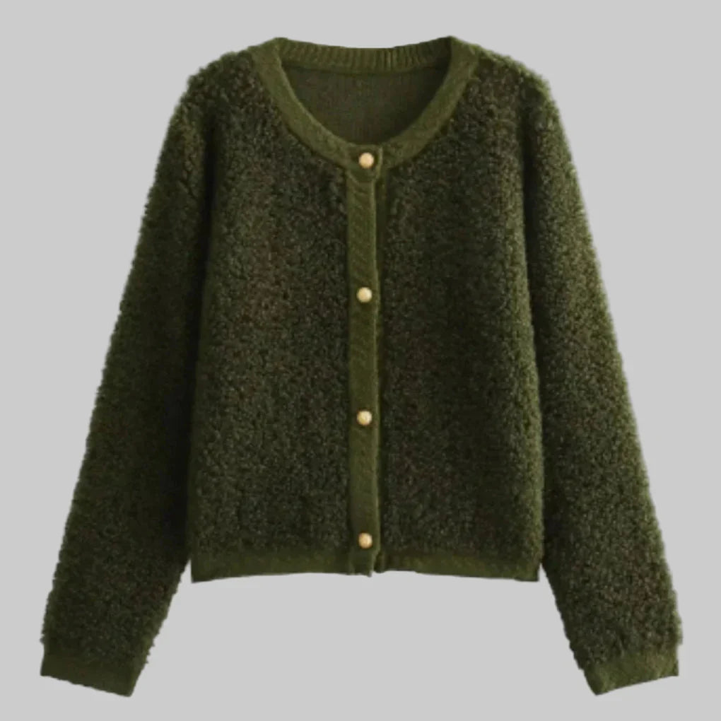 Women’s Teddy Knit Button Cardigan – Textured Relaxed Fit