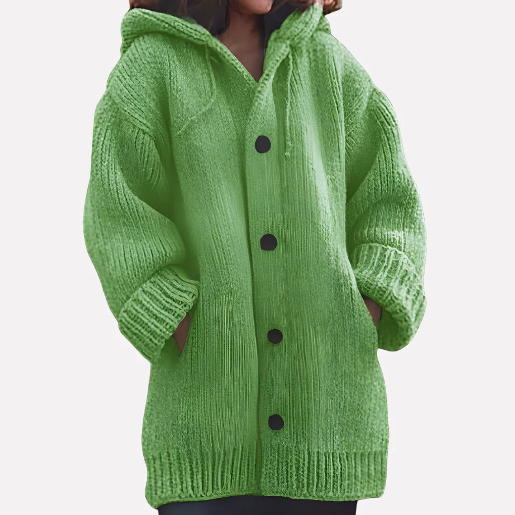 Women’s Long Hooded Open Cardigan – Extended Knit Layer