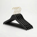 LesOdettes Noir Atelier Gold Premium Black Wooden Hangers – Set of 5