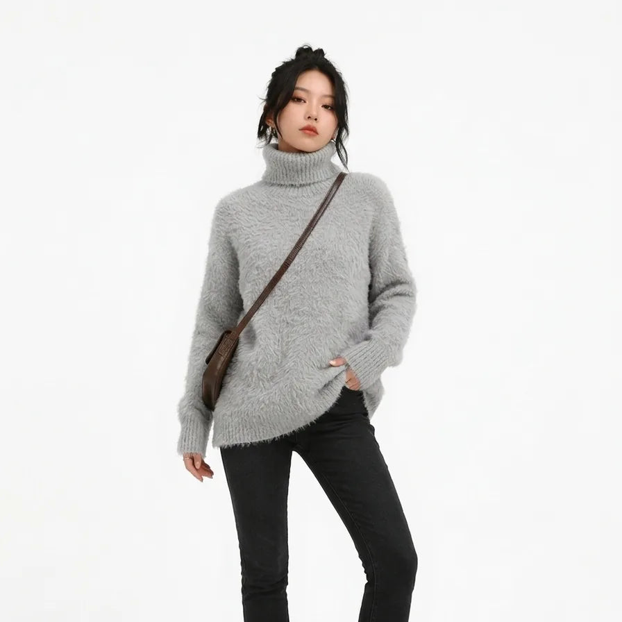 Women’s Mohair Turtleneck Sweater – Warm & Relaxed Fit