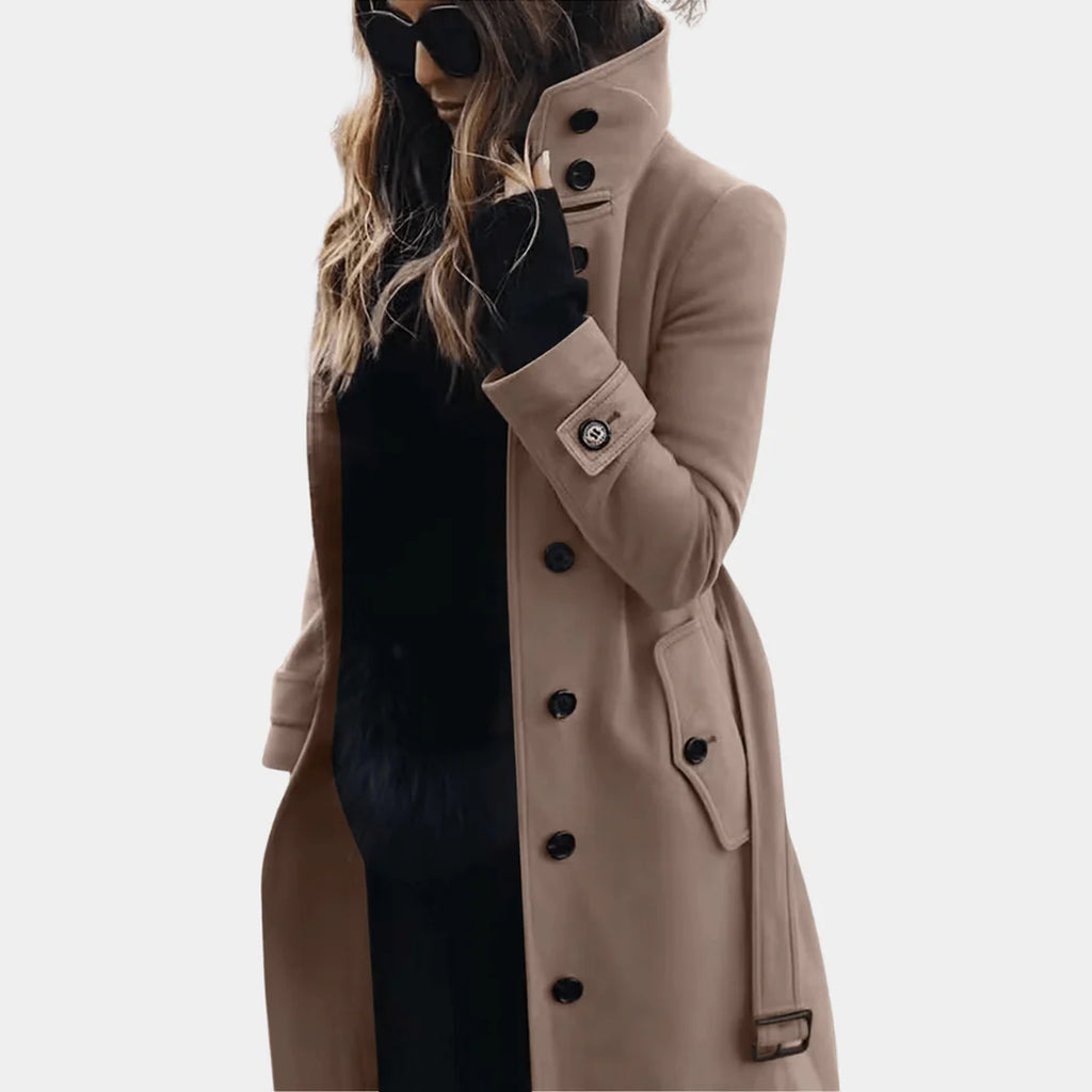 Women’s Quilted Trench Coat with Adjustable Waist
