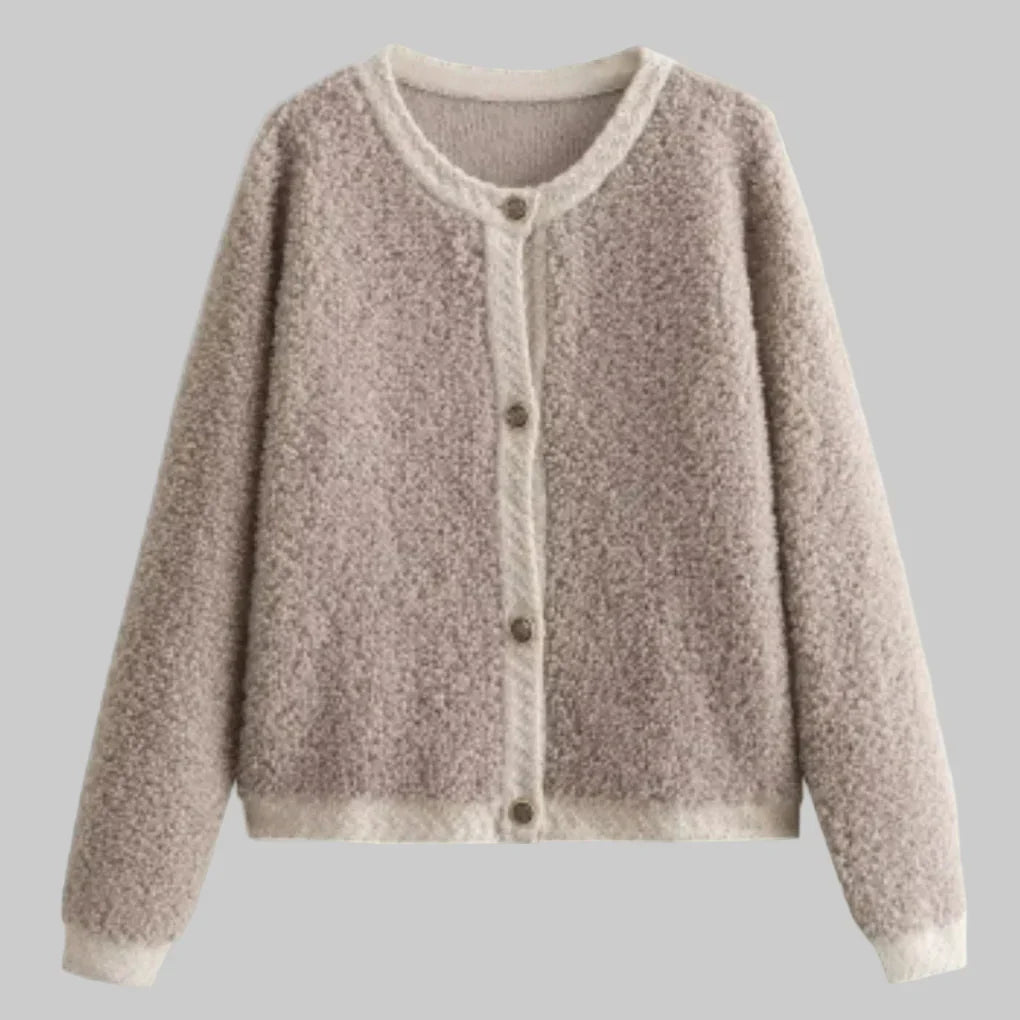 Women’s Teddy Knit Button Cardigan – Textured Relaxed Fit