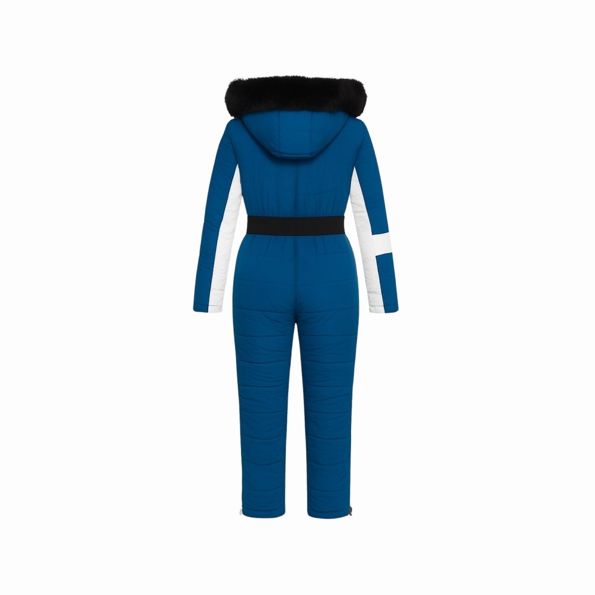Les Odettes Dolly Glamour Ski Suit Monosuit in blue, back view showing insulated winter outerwear for snow sports.