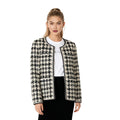 Women’s Bouclé Tweed Jacket Houndstooth Structured Open Front