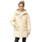 Women’s Les Odettes puffer parka jacket with a quilted design, hood, and cozy winter insulation, perfect for cold weather.