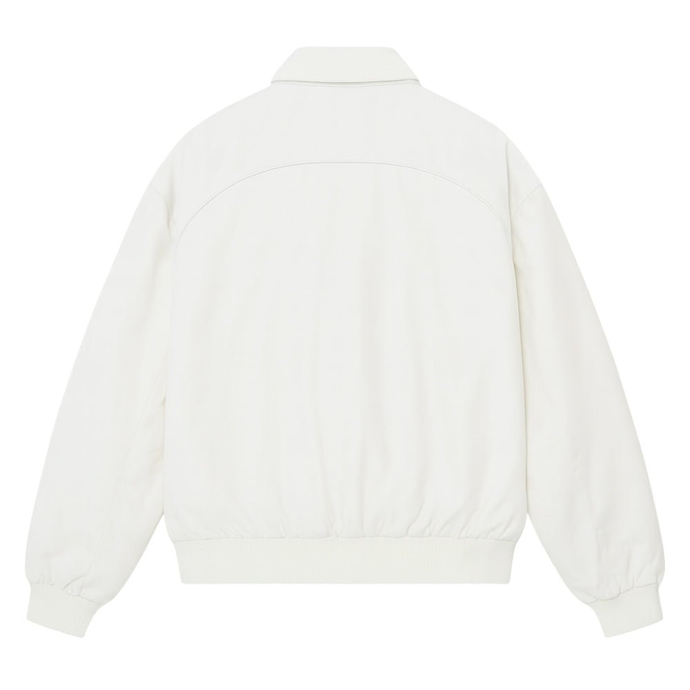 Racing Jacket Padded Nylon Embroidered Streetwear -White
