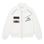 Racing Jacket Padded Nylon Embroidered Streetwear -White