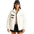Racing Jacket Padded Nylon Embroidered Streetwear -White