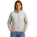 Quilted Hybrid Jacket Knit Sleeves Lightweight Insulated - Gray