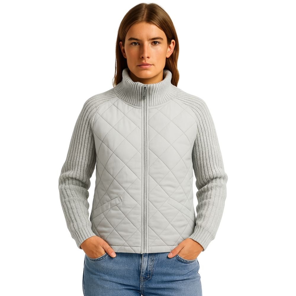 Quilted Hybrid Jacket Knit Sleeves Lightweight Insulated