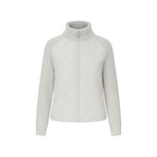 Quilted Hybrid Jacket Knit Sleeves Lightweight Insulated - Gray